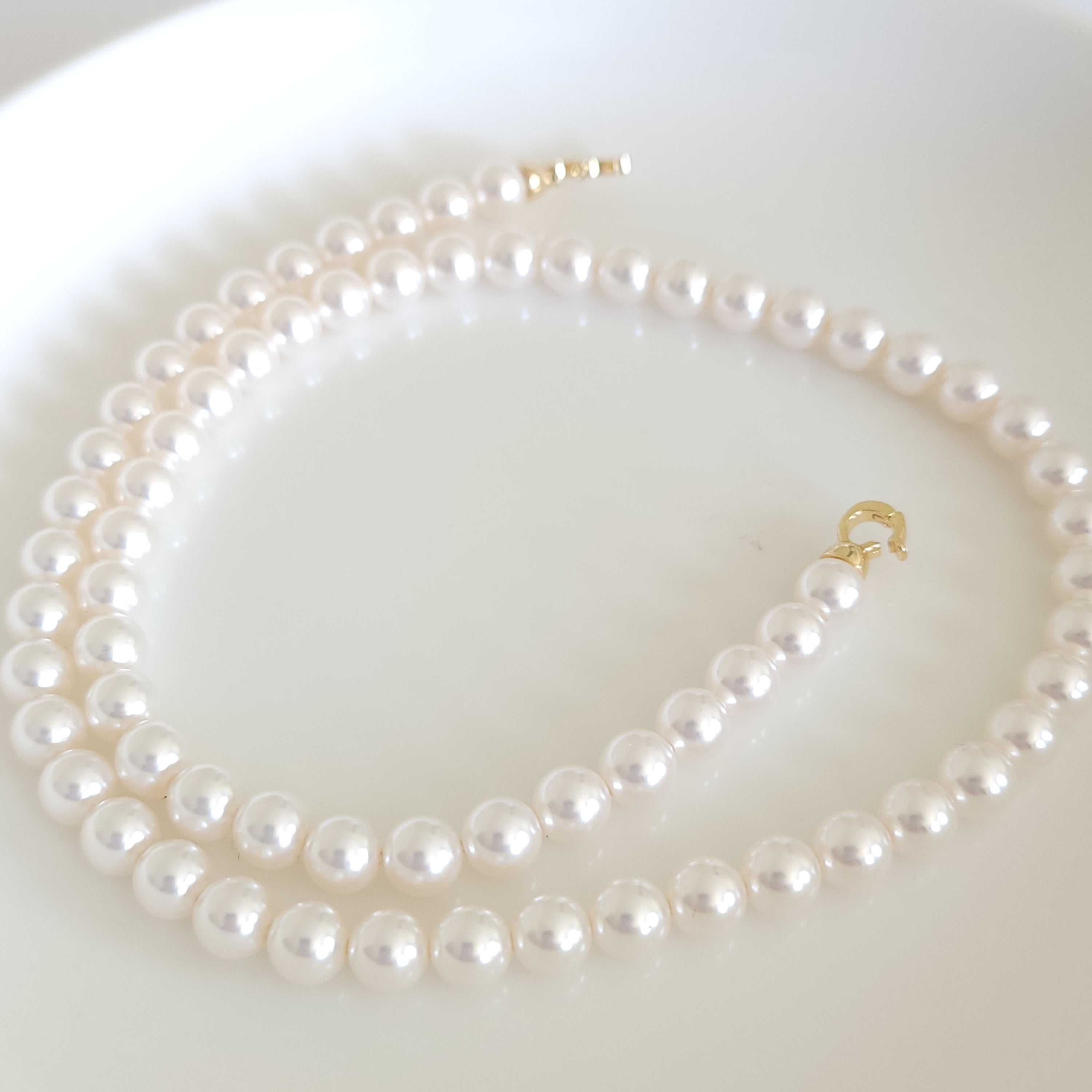 Double clasp swarovski pearl basic necklace