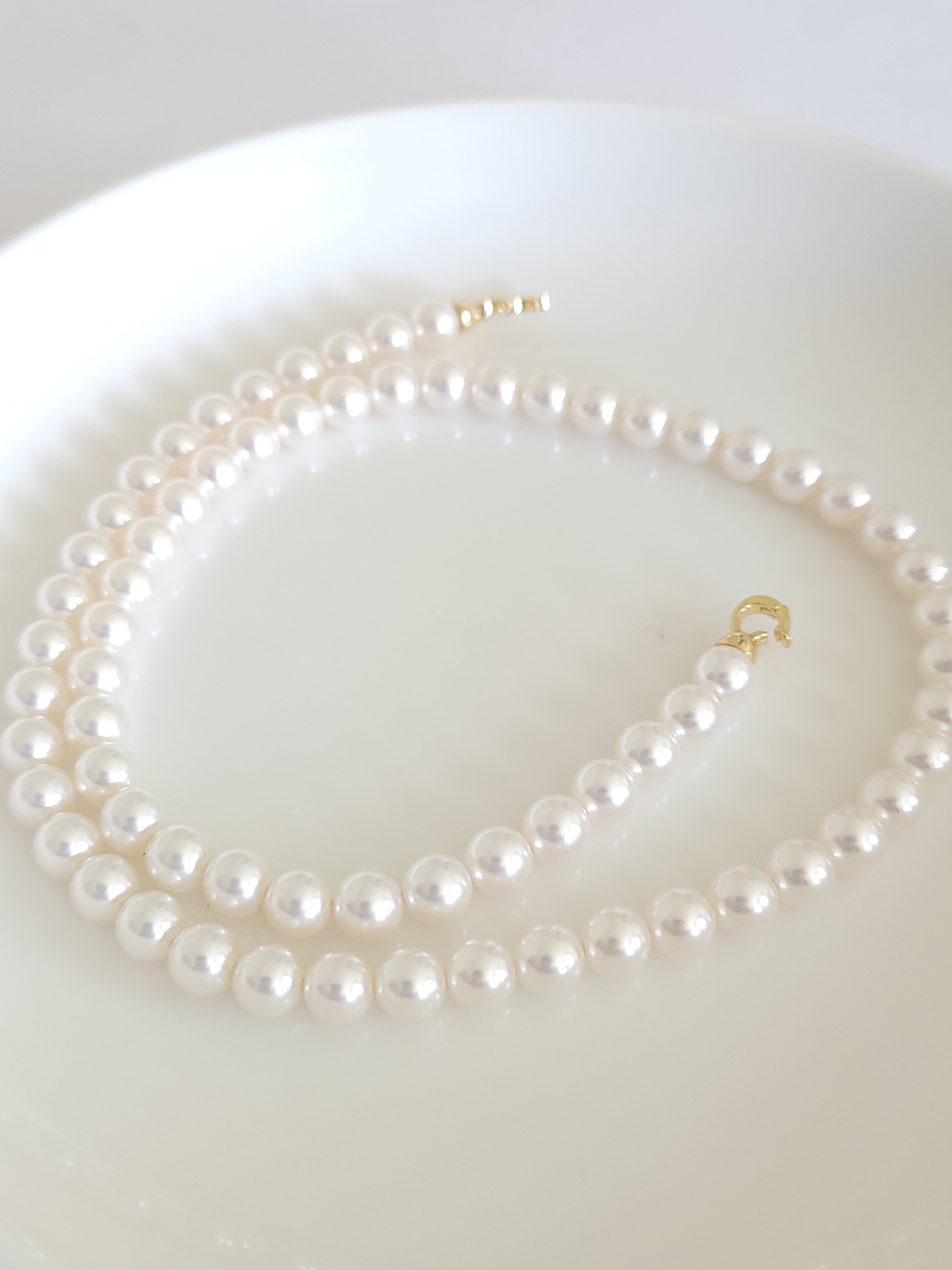 Double clasp swarovski pearl basic necklace