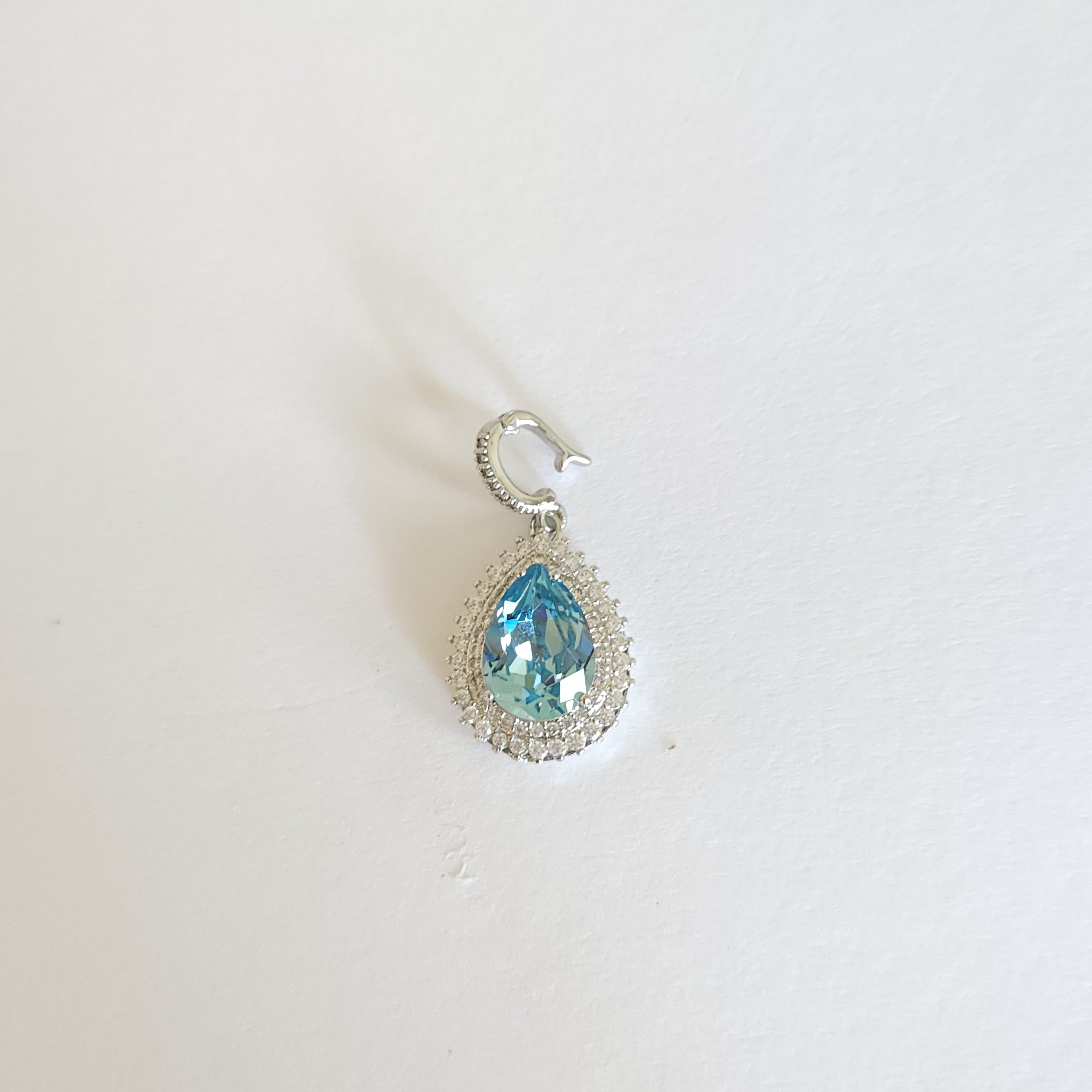 Swarovski crystal aquamarine drop charm