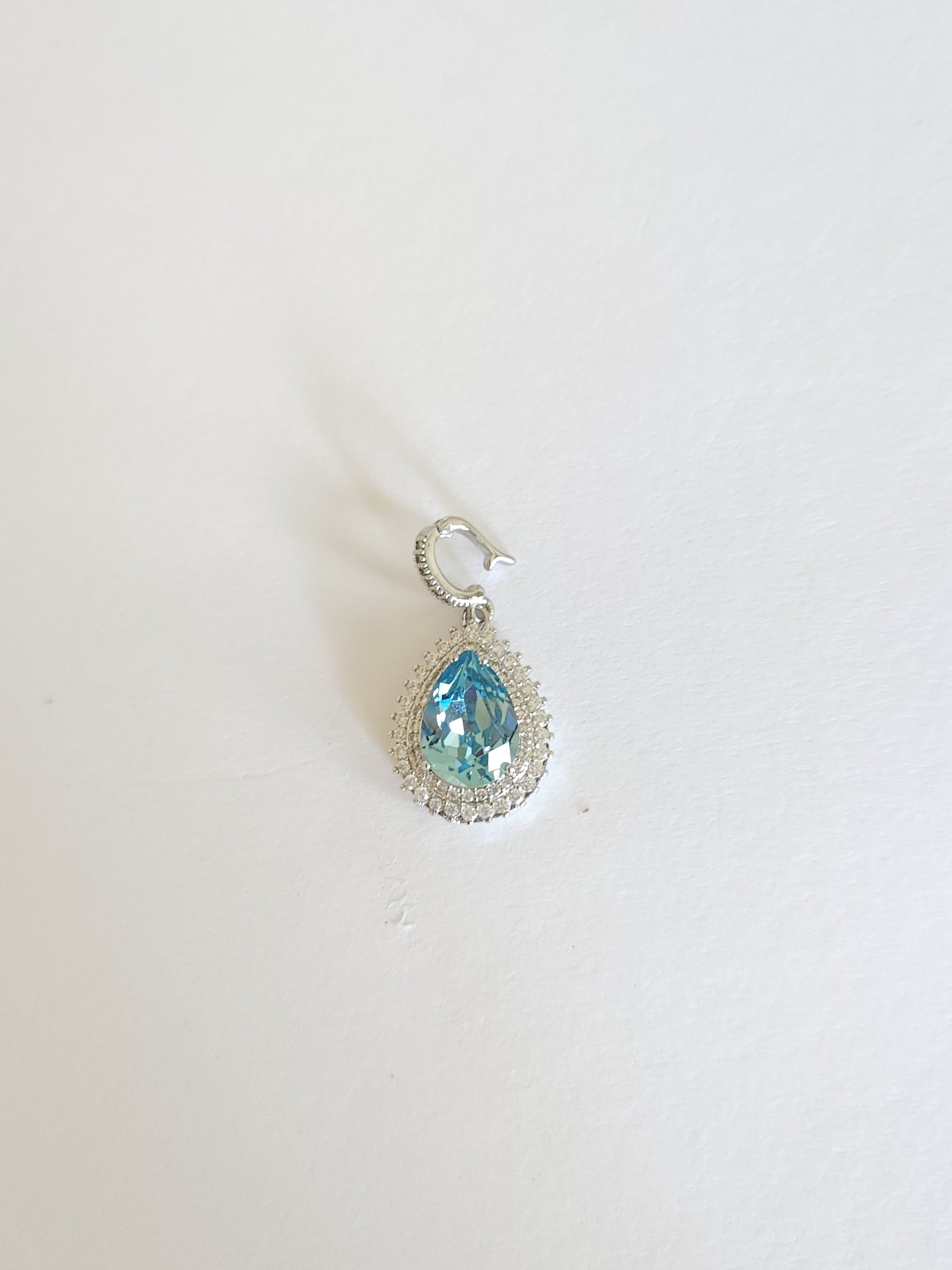 Swarovski crystal aquamarine drop charm