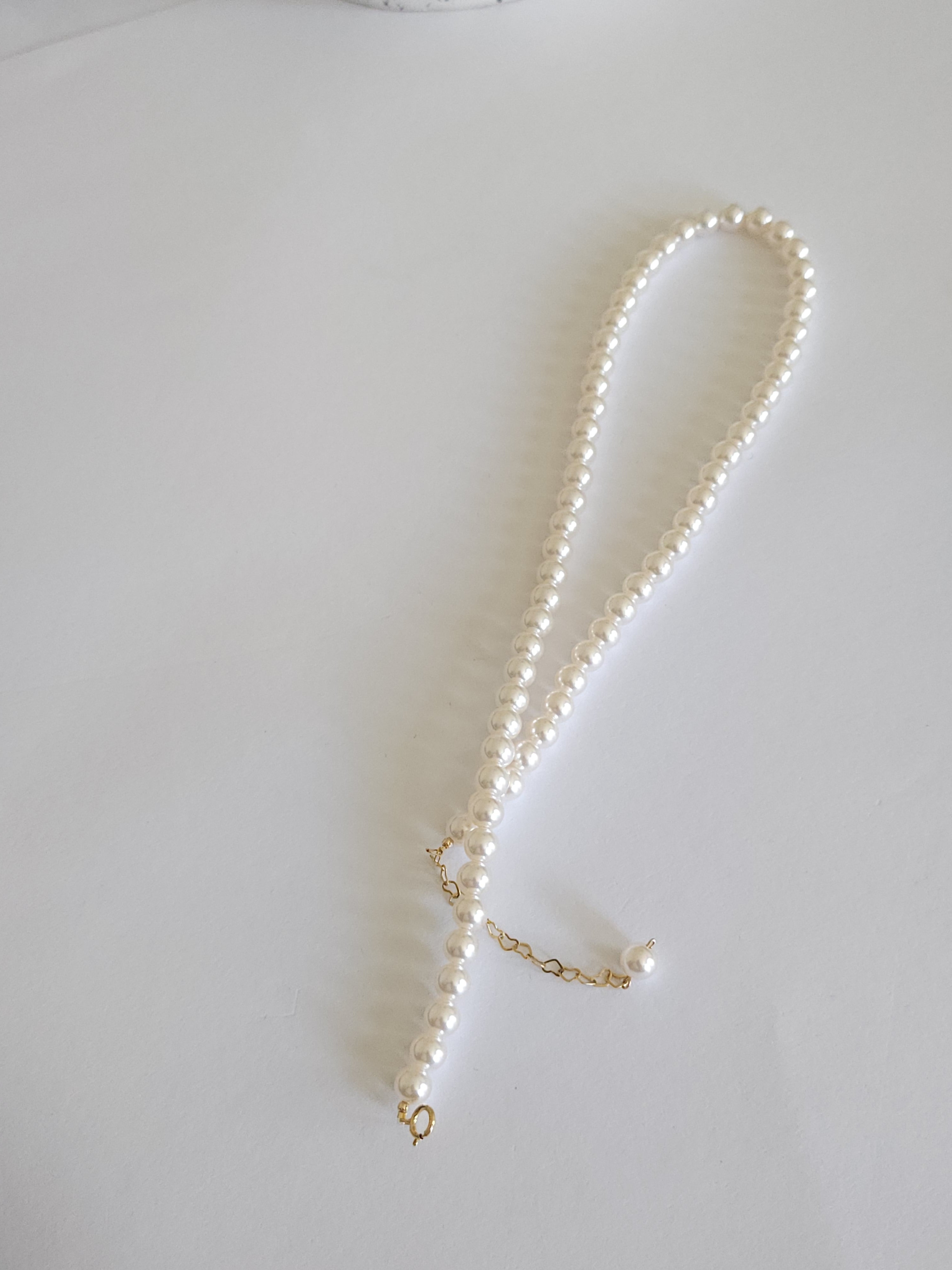 Adjustable basic crystal pearl necklace